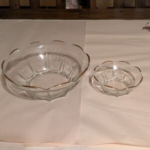 Elegant Glass Bowl Set with Gold Rim